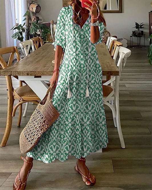 AURORA | Boho Maxi V-Neck Beach Dress
