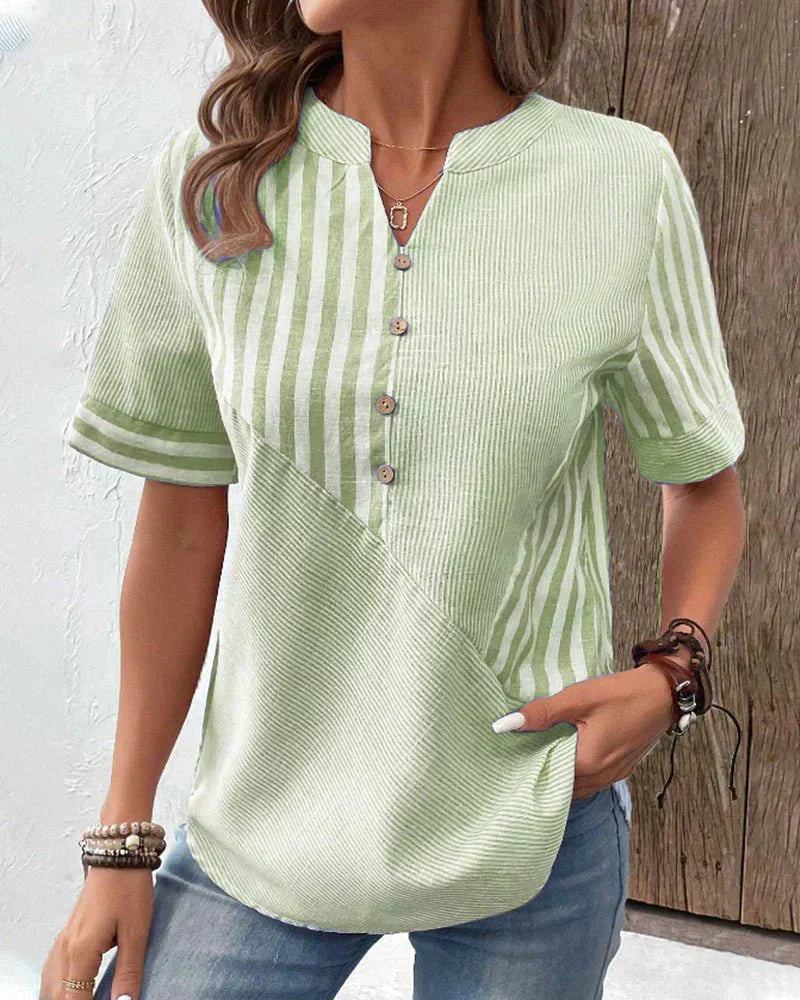 Odette | Soft striped blouse with timeless sophistication and all-day comfort