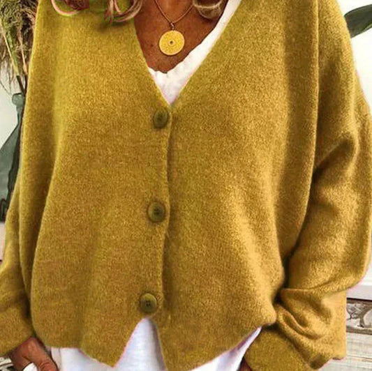 Birgit | Women's Casual Knit Cardigan with V-Neck and Buttons