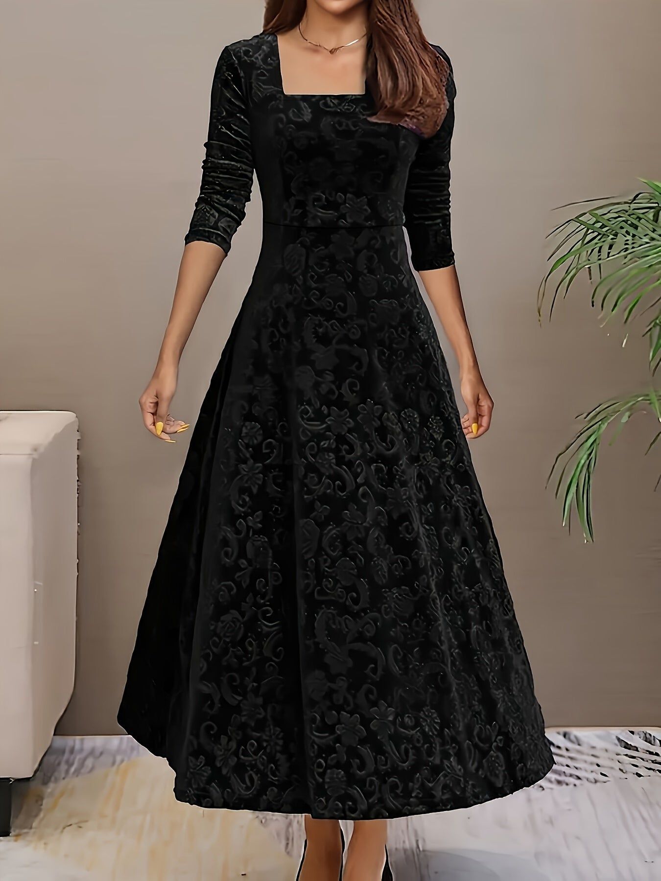 Karin | Women's floral Velvet-Dress for Formal Occasions