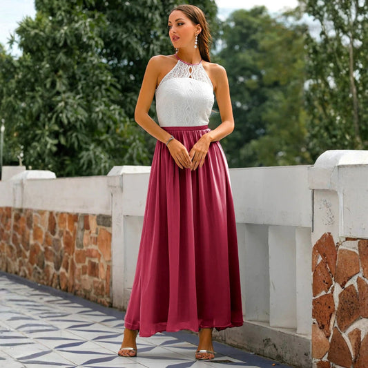Franziska | Women's Wedding Guest Halter Neck Maxi Dress