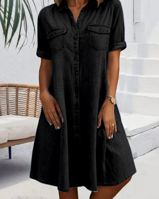 Livia | Women's Breathable Denim Relaxed Button-Down Dress