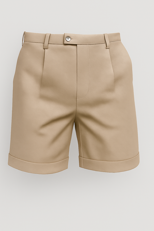 Adam | Lightweight Beige Men's Pleated Shorts