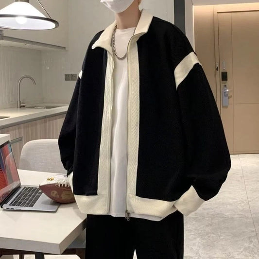 Elias | Herren Pulloverjacke mit Kontrastbesatz und Knopfleiste