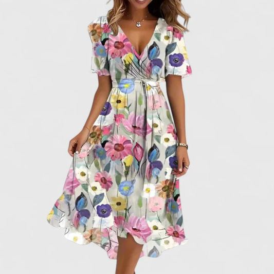 Helga | Women's Floral V-Neck Midi Dress