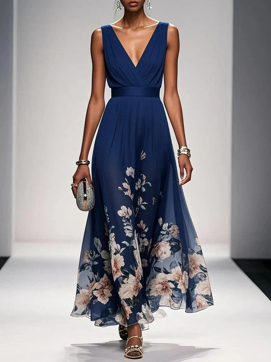 Carolin | Women's Floral Chiffon Summer Maxi Dress