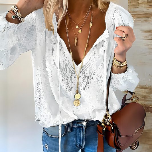 Tamara | Women's V-Neck Relaxed Summer Blouse