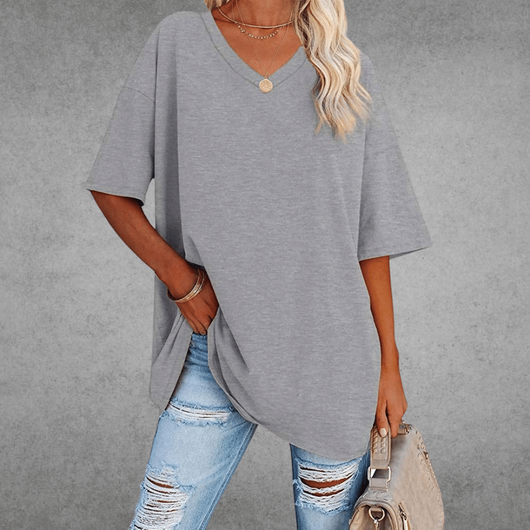 Frankie | Women's V-Neck Relaxed Summer T-Shirt