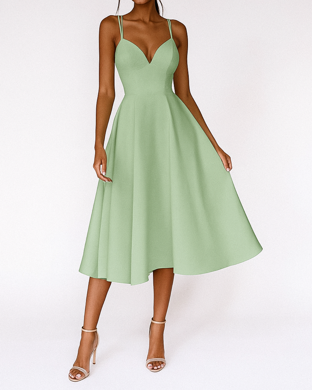 Lena | Women's Strap Midi Dress for Wedding Guests