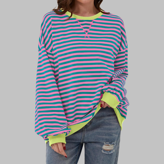 Asiola | Women's Relaxed Striped Crewneck Long