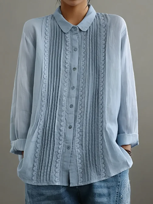Claire | Lace-Trim Button-Up Top