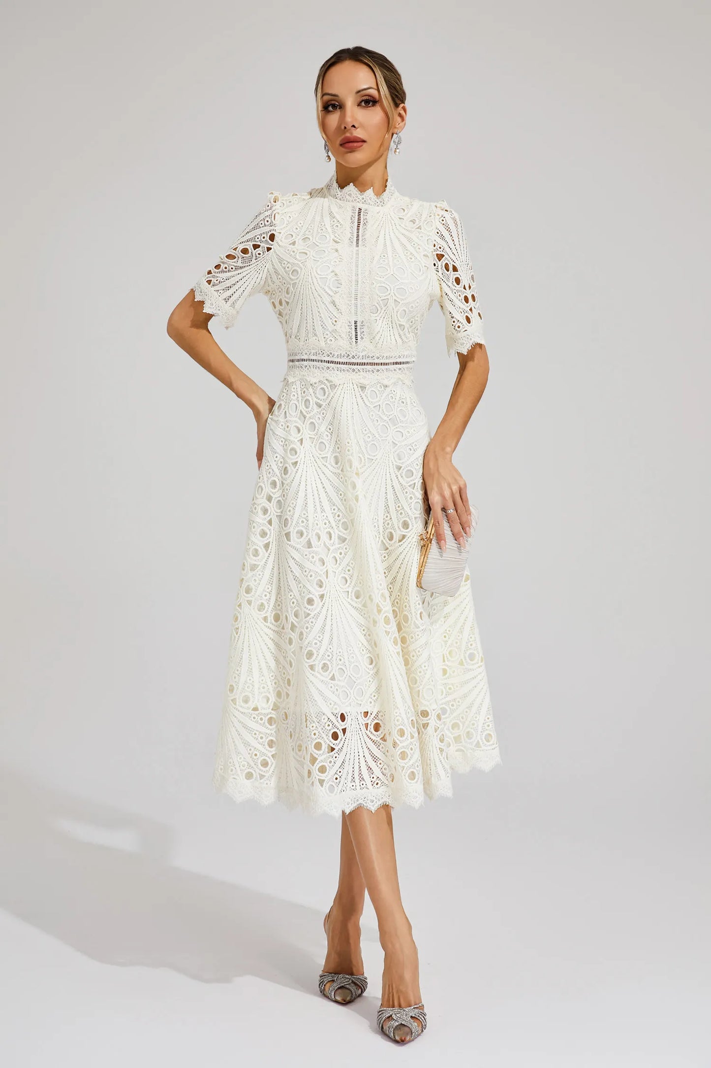 Jasmin | Women's Chic Pointed Midi Dress