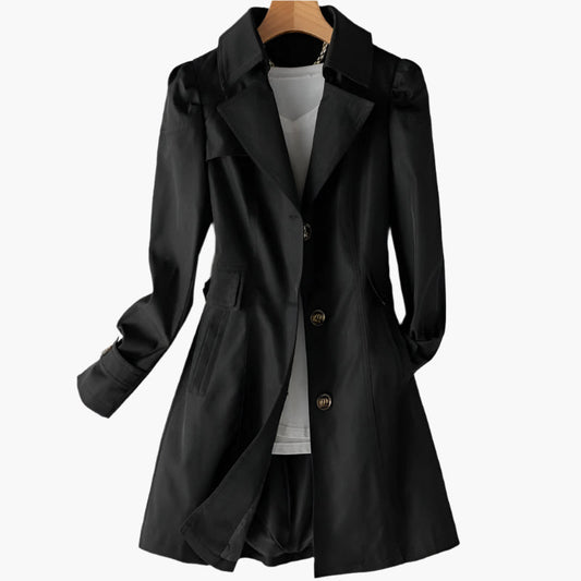 Gabriela | Women's Classic Long Trench Coat with Buttons Front