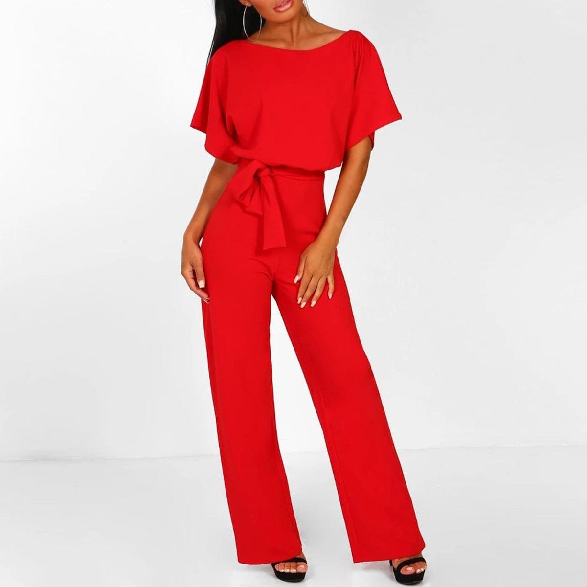 Viola | Women's Casual Shorts Sleeve-Jumpsuit with Belt