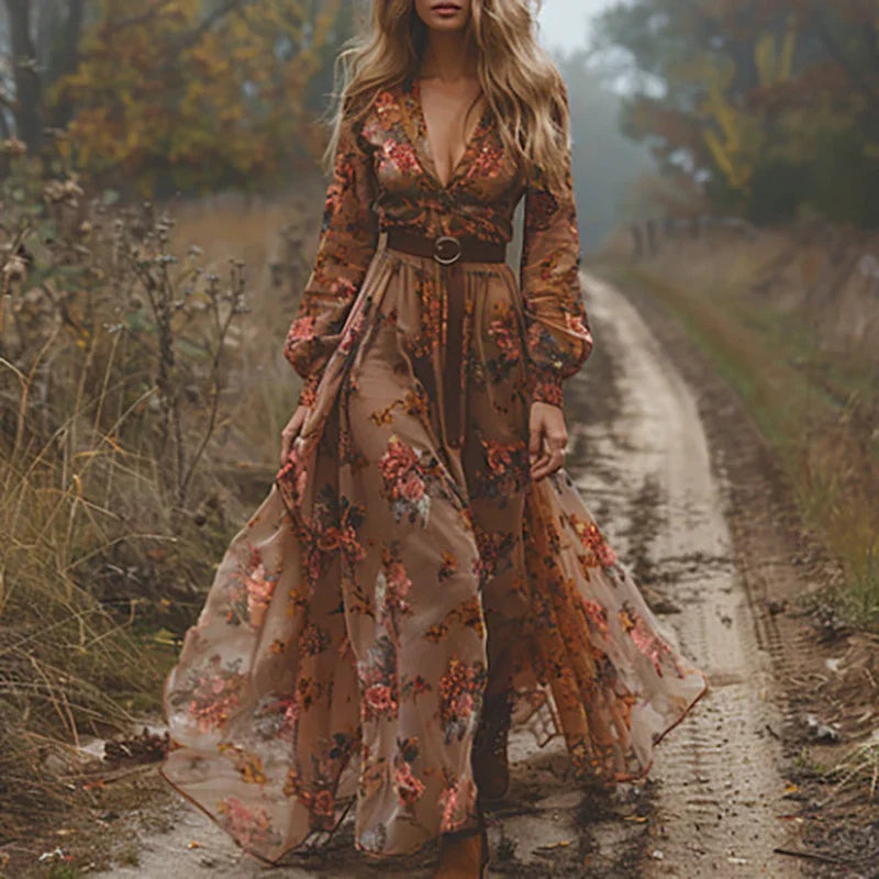 Maura | Maxi Pleated Floral Women's Dress