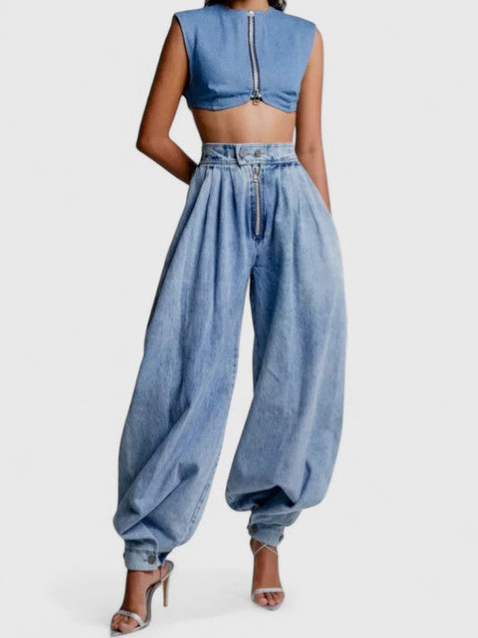Peppina | Women's High-Waist Pleated Classic Jeans