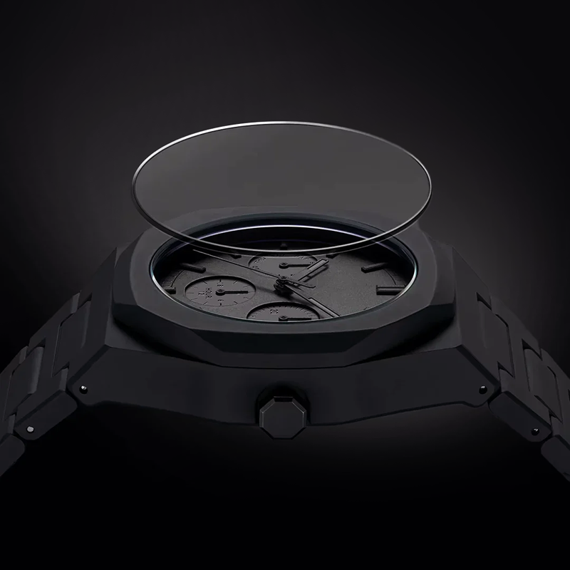 Men’s All-Black Chronograph Watch with Matte Finish