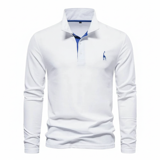 Stefano | Men’s Contrast Button Placket Long Sleeve Polo Shirt
