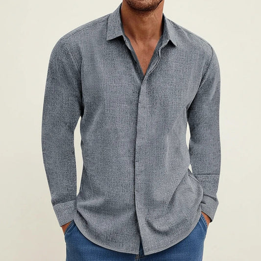 Andrew | Men’s Structured Long Sleeve Shirt with Button Placket
