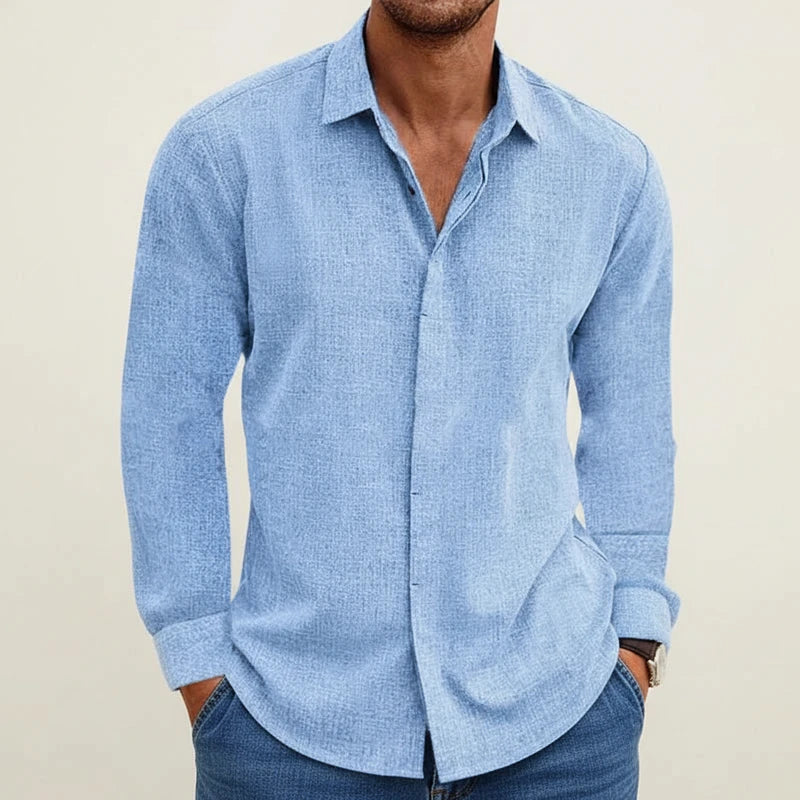 Andrew | Men’s Structured Long Sleeve Shirt with Button Placket