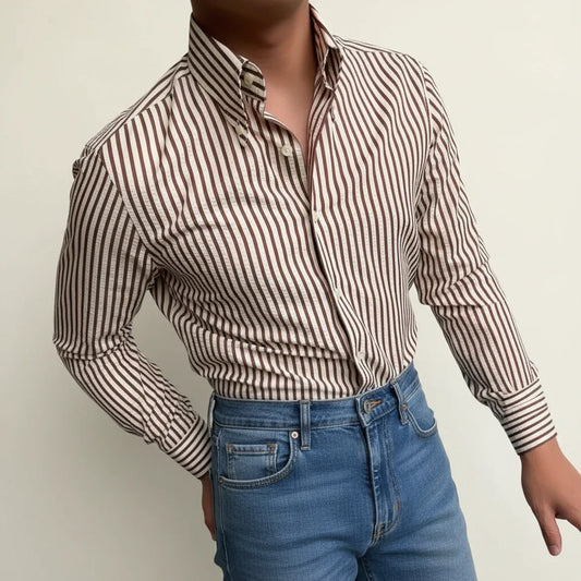 Anthony | Men’s Striped Casual Shirt with Button Placket