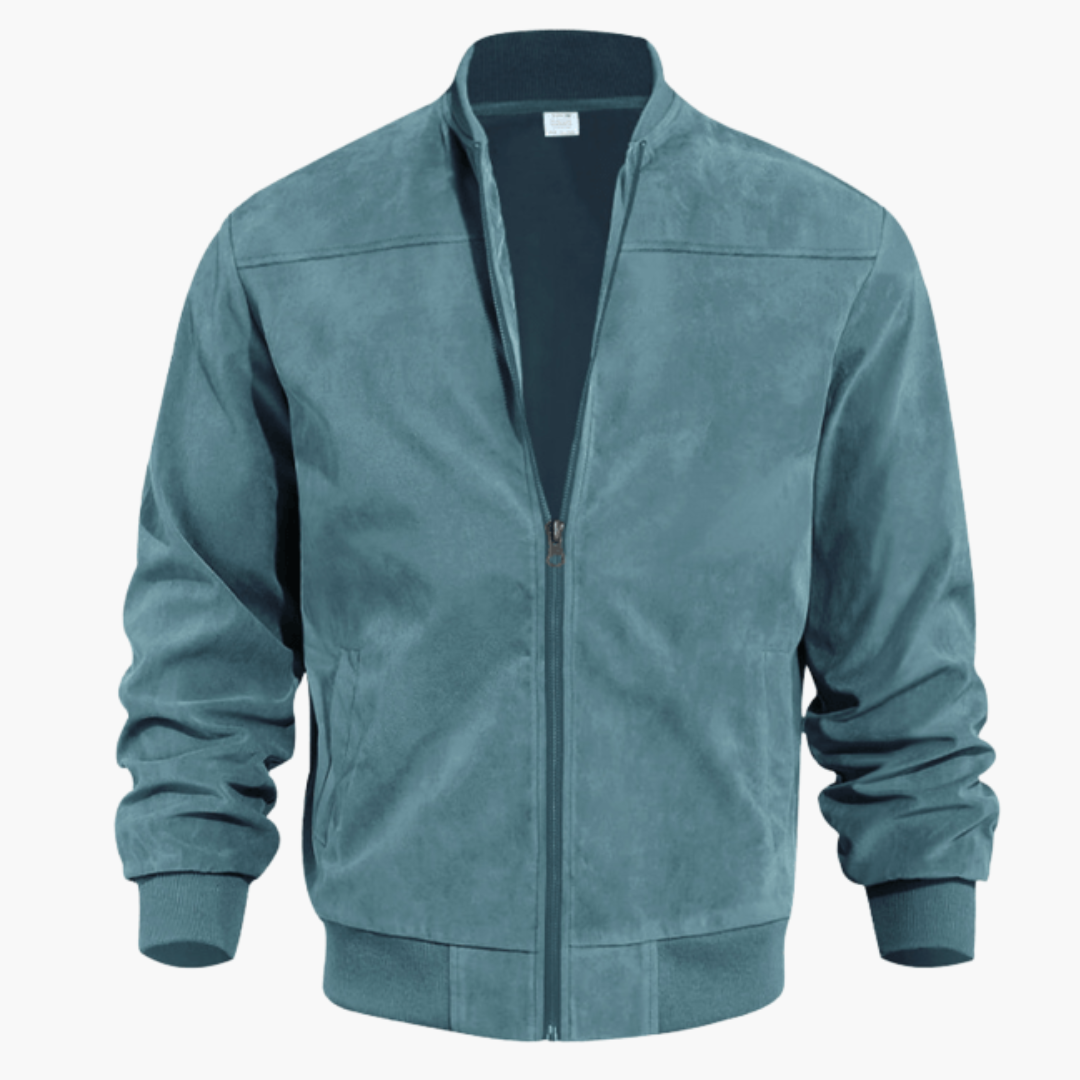 Eli | Men's Suede Bomber: Casual Zipper Transition Jacket