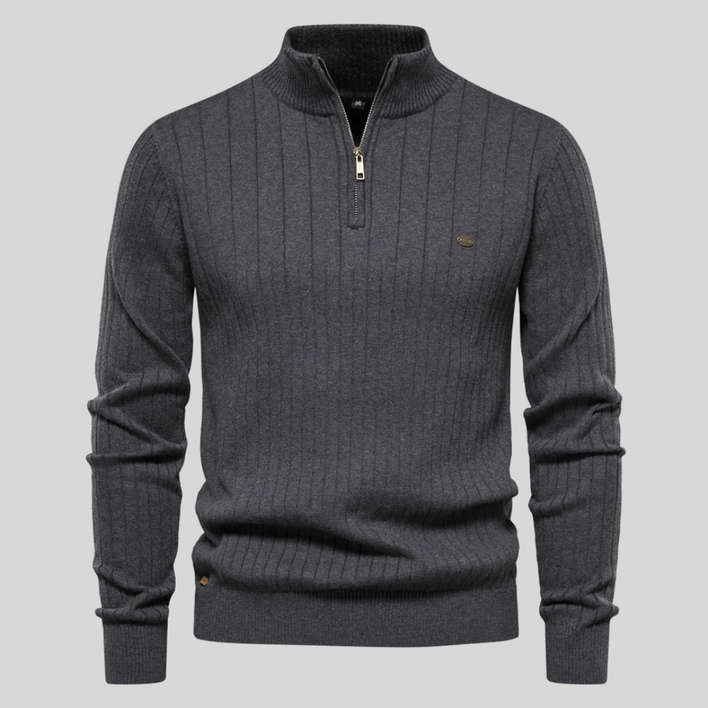 Christoph | Herren Frühlings Half-Zip Rippstrick Pullover