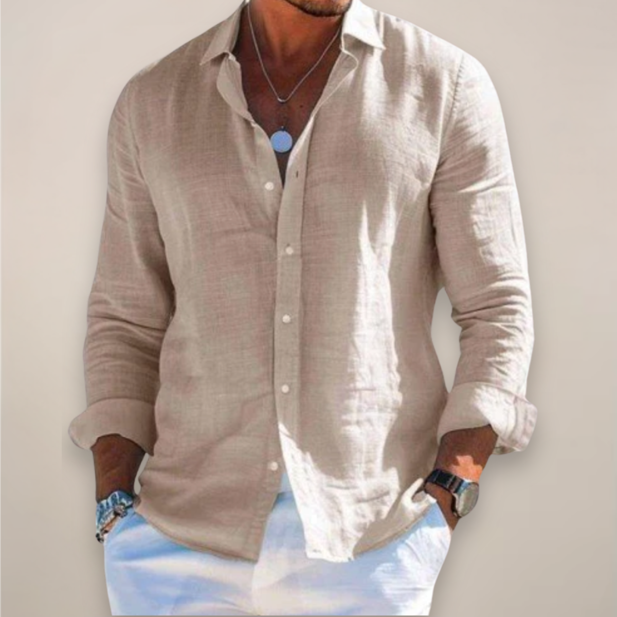 Nicola | Men’s Essential Long Sleeve Casual Button-Up