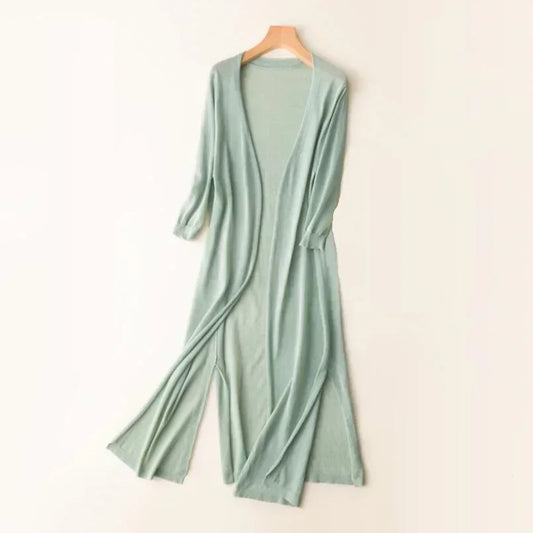Leonie | Women's Lightweight Long Knit Cardigan in Drapé-Style