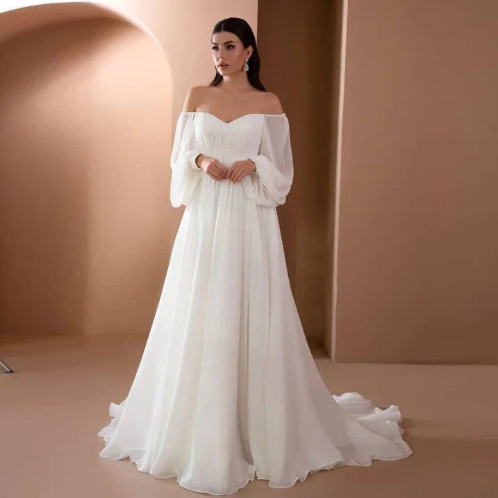 Daniela | Women's Maxi Dress for Wedding Guests with Carmen-Neckline