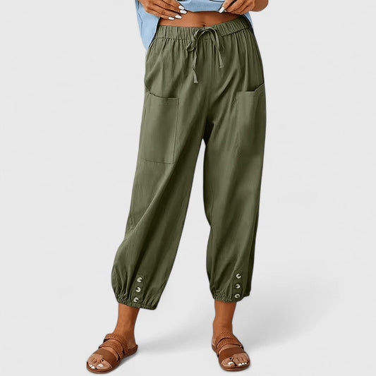 Orestina | Breathable Linen Wide-Leg High-Waist Pants
