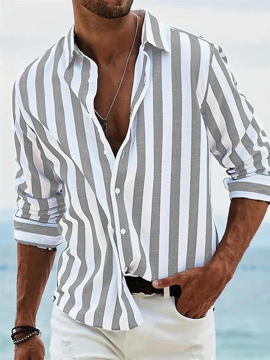Adriano | Men’s Striped Button-Down Casual Shirt