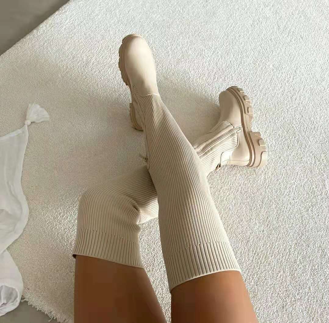 Annika | Women's Ribbed Boots with chunky Sole