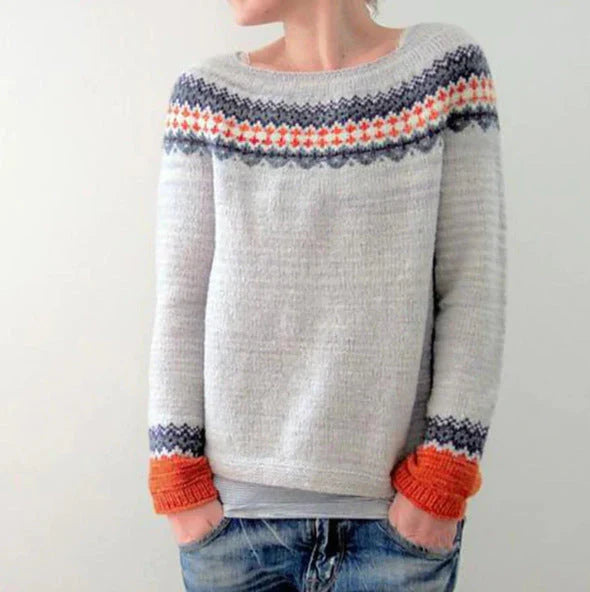Andrea | Women's-Winter Christmas Sweater with Nordic Pattern