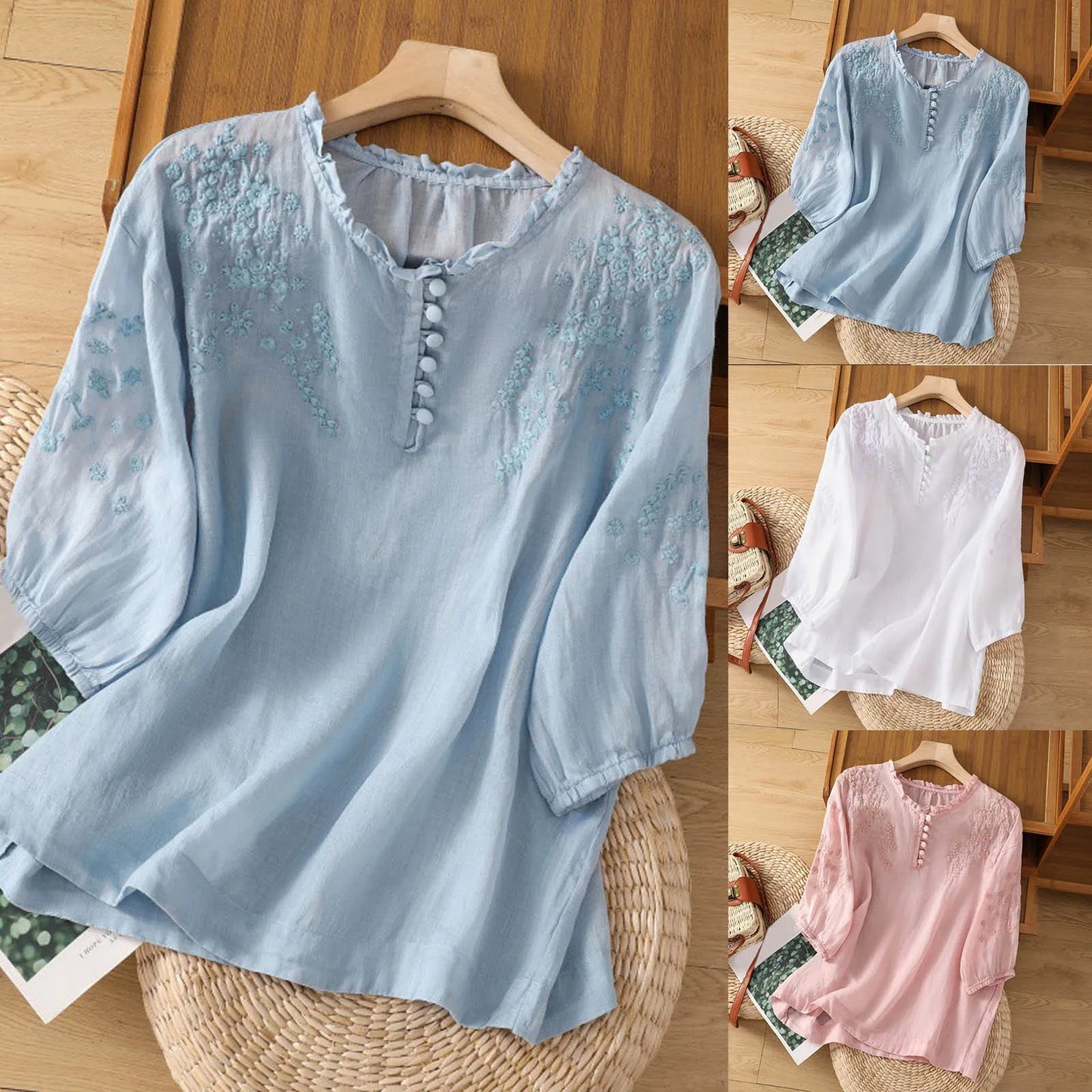 Aurore | Floral button-front blouse in feminine timeless design
