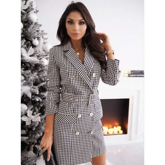 Alyssa | Women's Checked Elegant Flattering Dress
