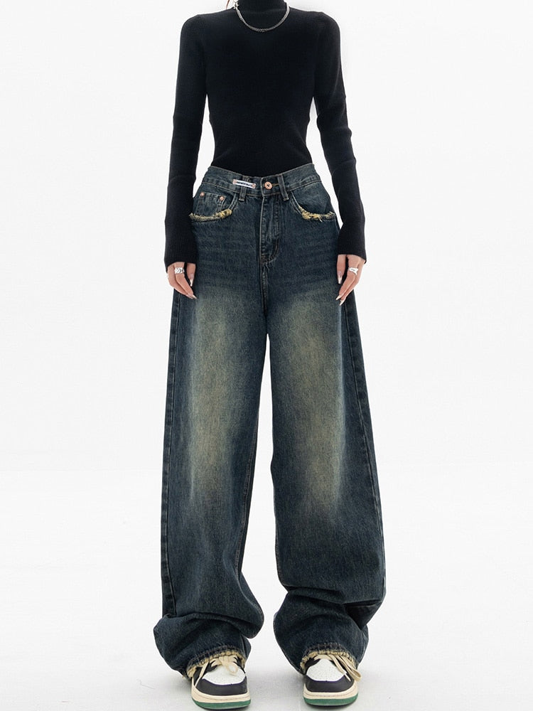 Nadine | Women's Wide-Leg Jeans in Washed Denim