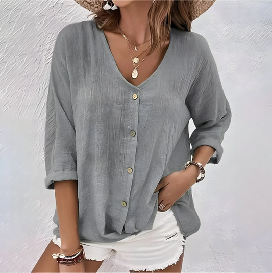 Lorraine | Relaxed button-up blouse with effortless polish and breezy charm