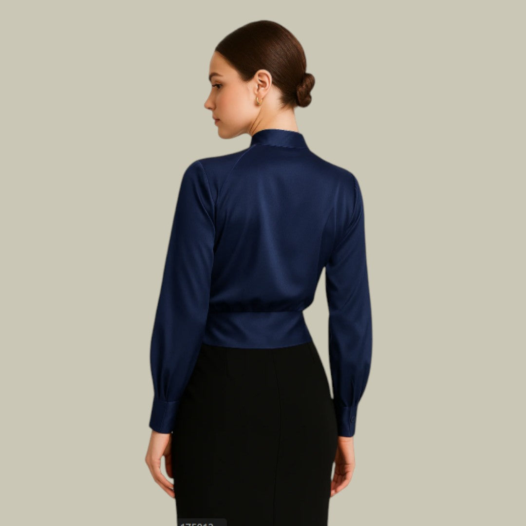 Veronica | Women's Satin Wrap Elegant Blouse