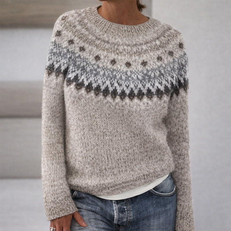 Sofia Amoretti Patterned Crewneck Knit Sweater