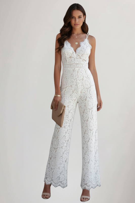 Johanna | Women's Sleeveless Pointed-V-Neck Wide-Leg Jumpsuit