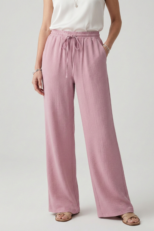 Bettina | Women's Casual-Palazzo Pants with Drawstring Waist and Side Pockets