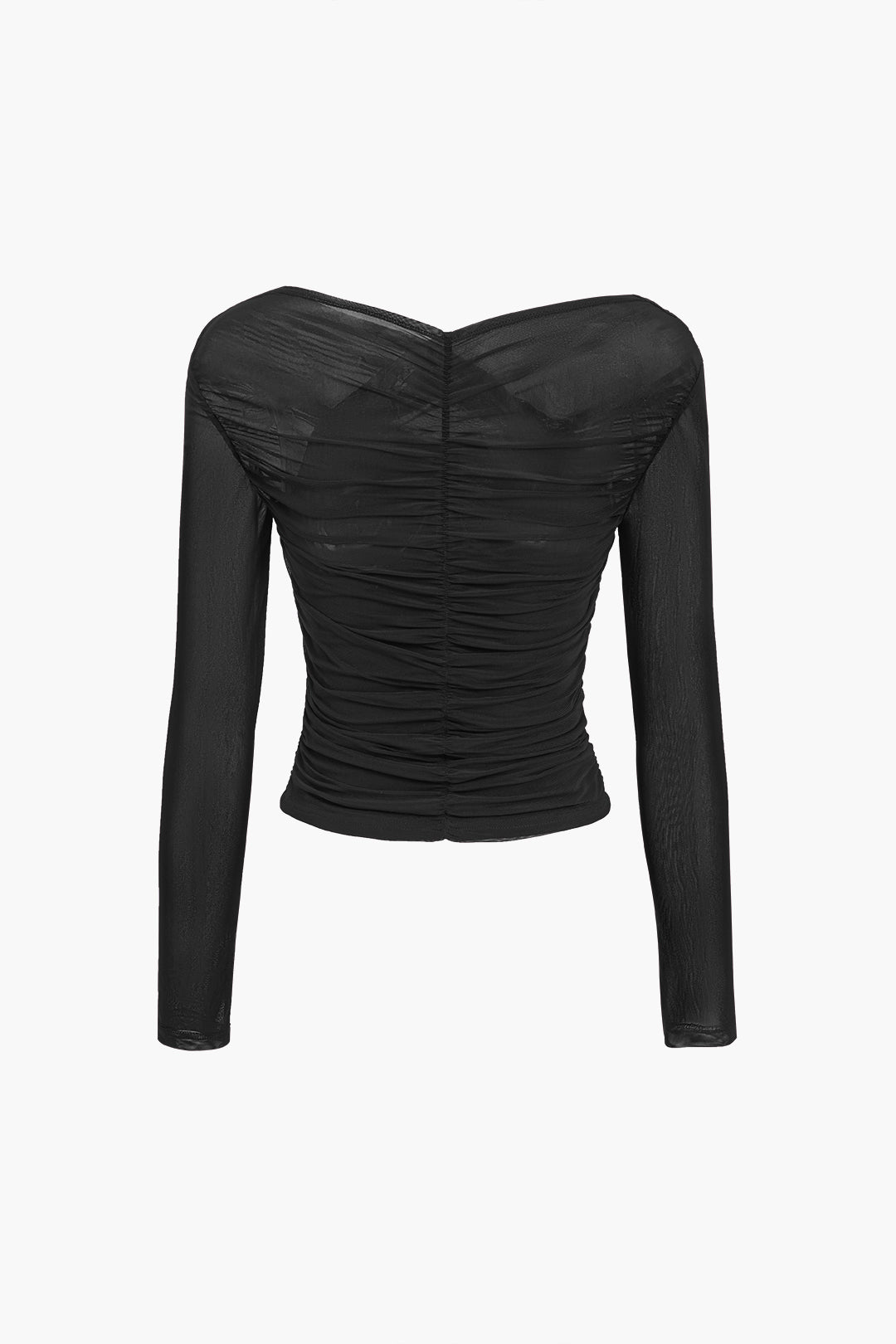 Suzanne | Women's Mesh-Top with Rüschen and langen Ärmeln