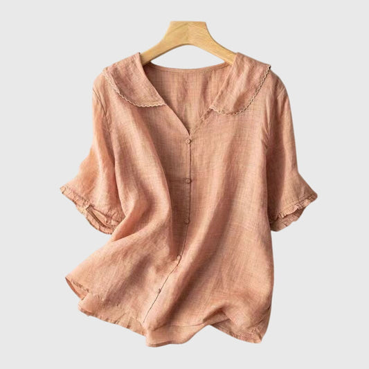 Stephanie | Women's Blouse with kurzen Ärmeln and Button-Front