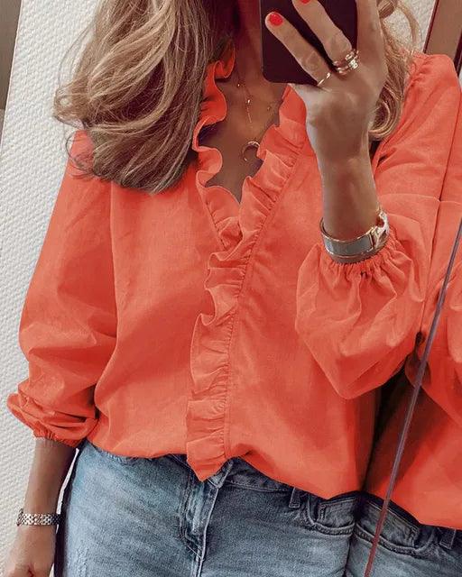 Petra | Women's V-Neck Relaxed Summer Blouse