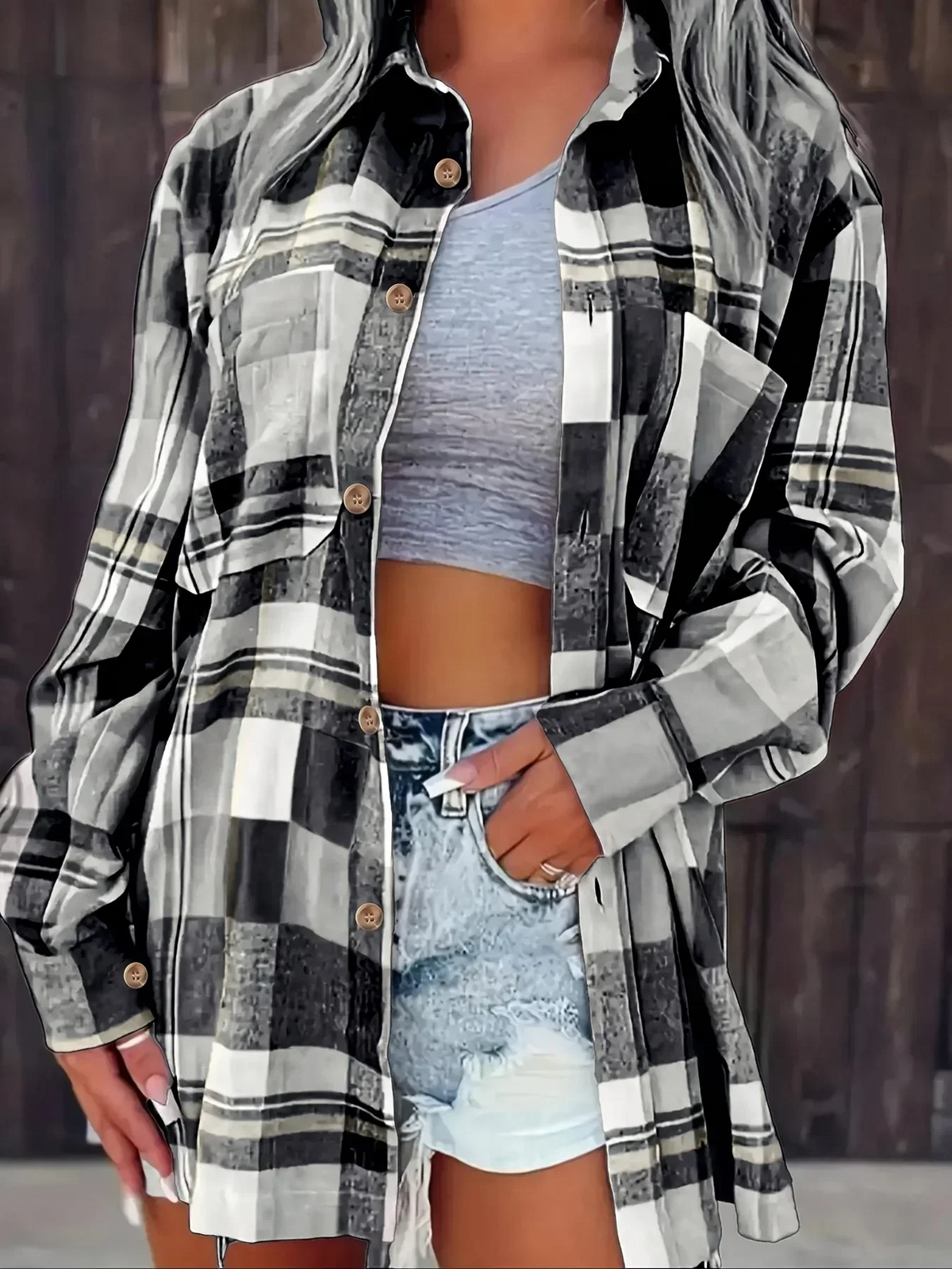 Harper | Pink Plaid Flannel Top