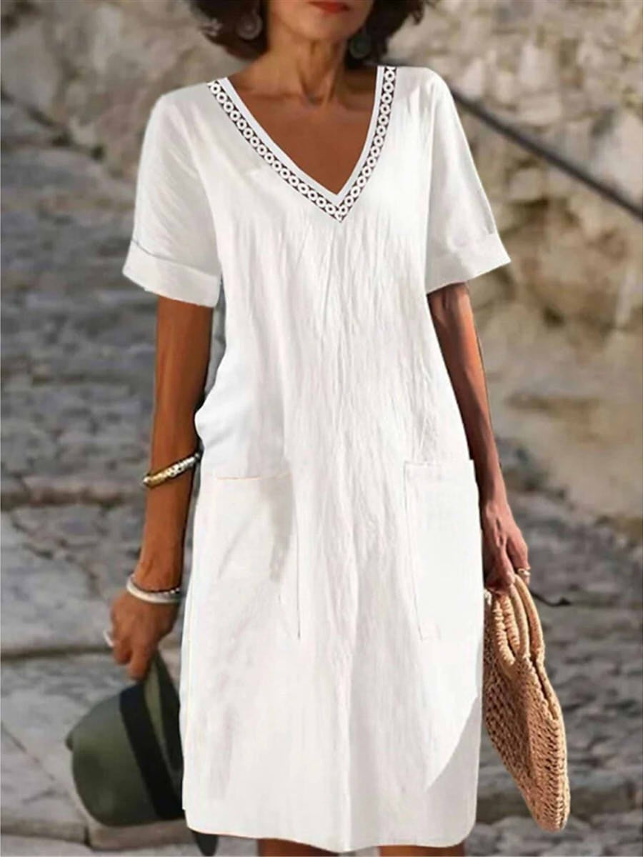 Jasmin | Women's Summer Gerades Dress with V Neckline