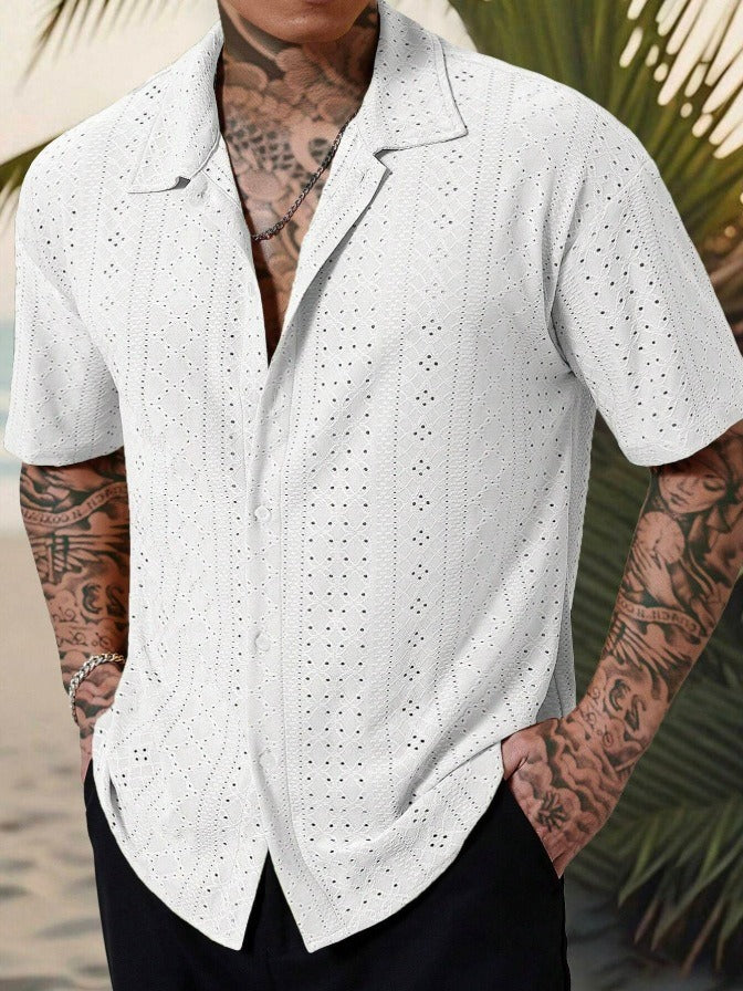 Marcello | Men’s Patterned Button-Up Short Sleeve Shirt