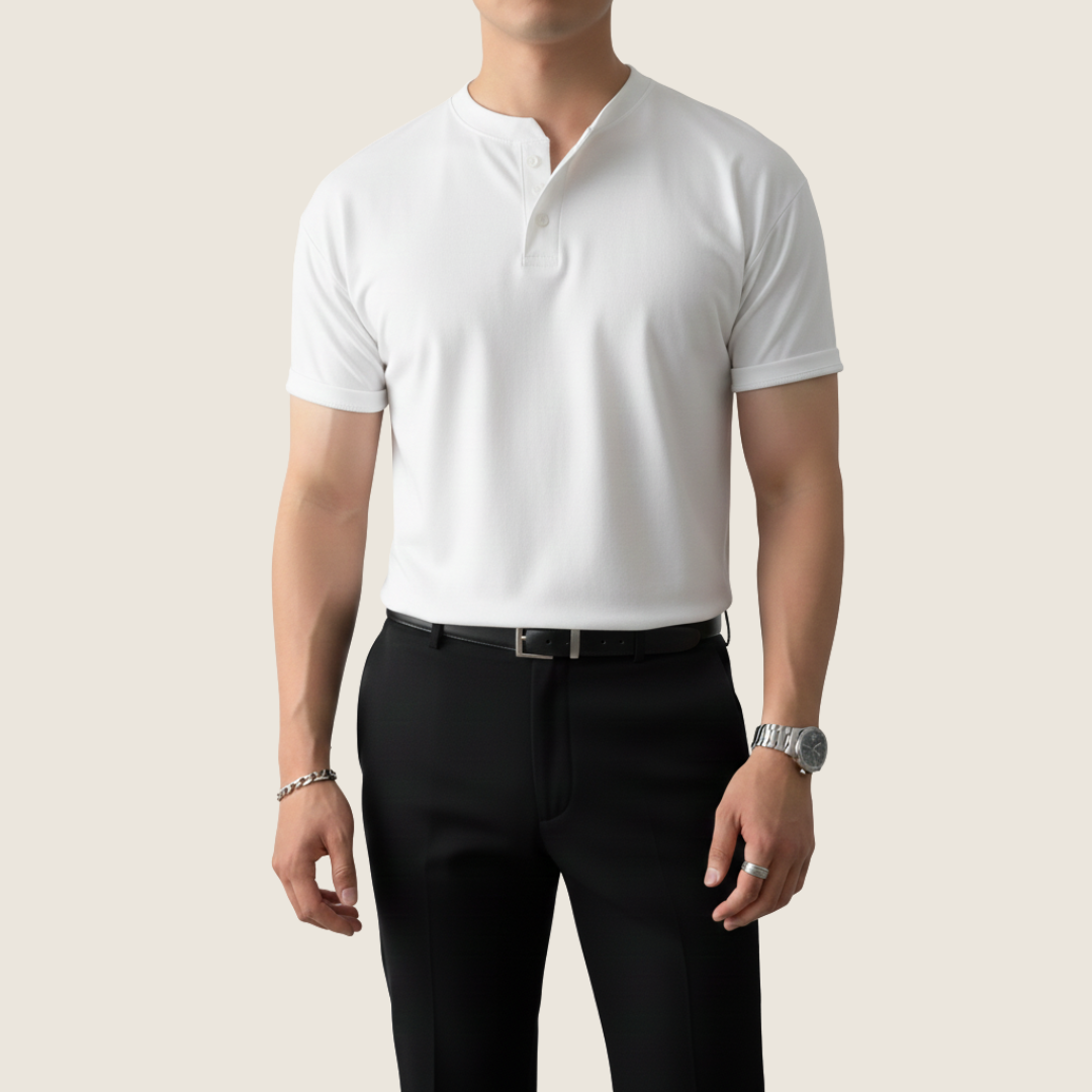 Lorenzo | Men’s Minimalist Button Henley Short Sleeve Shirt