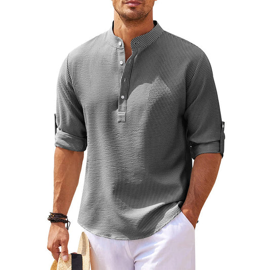 Marcello | Men’s Stand Collar Half-Button Casual Shirt